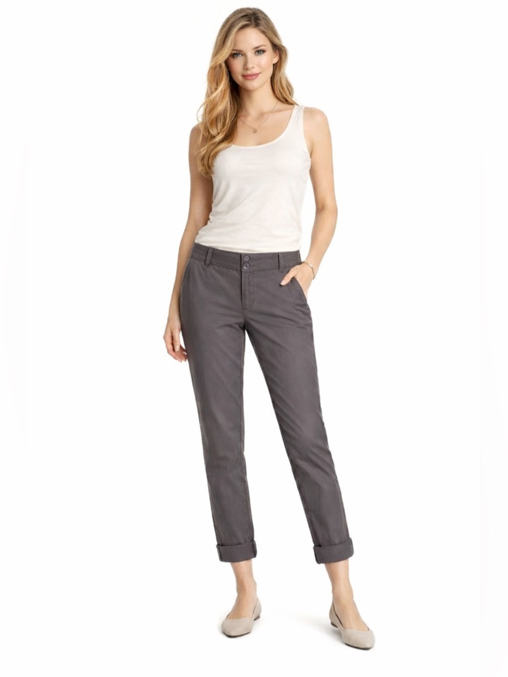 Lila Ryan Zuri Tapered Flat Front Trouser Steel Grey Size 0 Casual